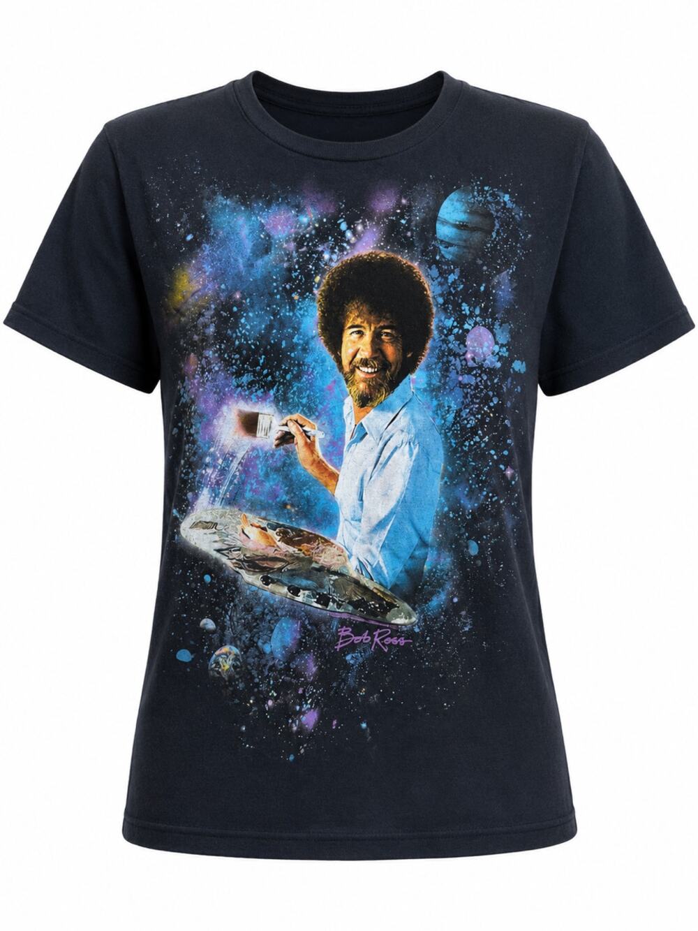 Bob Ross Graphic T Shirt Galaxy Space Artist Painter Cotton Small